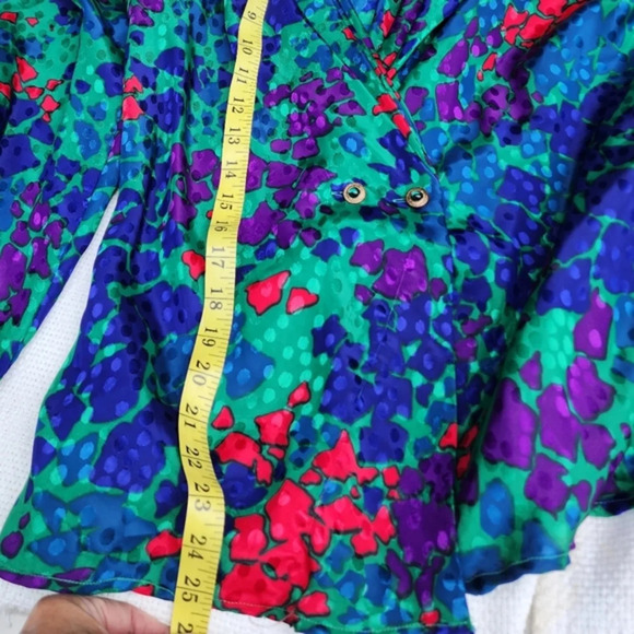 1980s Abstract Floral RlDrape Blouse S/M - Picture 5 of 10